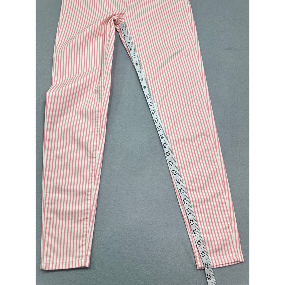 NWT Stradivarius Skinny Super High Waist Pink White Pinstripe Jeans Size 6 - Picture 10 of 13